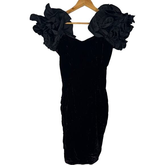 Dave & Johnny Dresses & Skirts - Vintage 80s Dave & Johnny Joseph Lara Purple Velvet Exaggerated Ruffle Dress SM